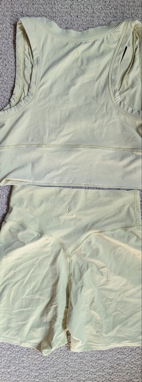 Vitality Pale Yellow Cloud II Panel Longline and High-Waist Biker Shorts Set - Picture 5 of 6